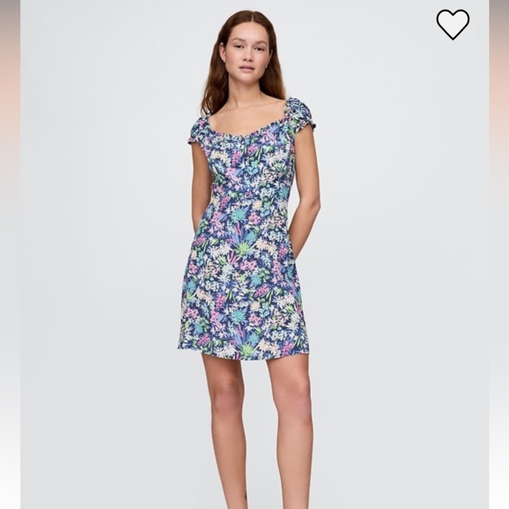 Puff sleeve mini floral dress - blue floral - Gap
